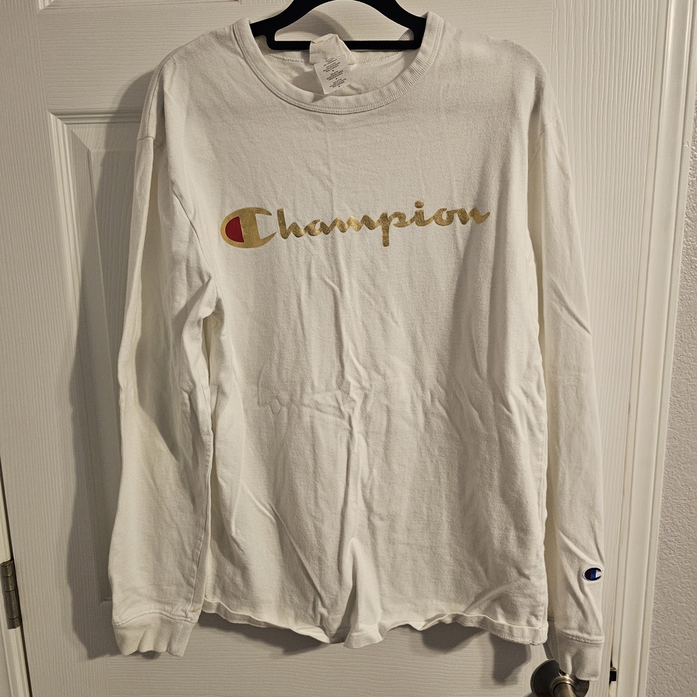 Champion Heritage White Tee with Gold And Red Logo